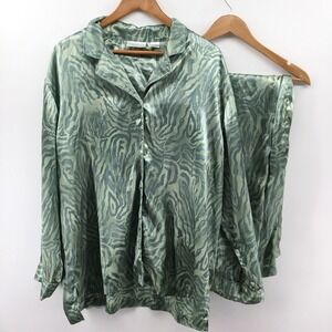 Cabernet Sz XL Pajamas Green Zebra Print Long Sleeve Pants EE61 (See Details)